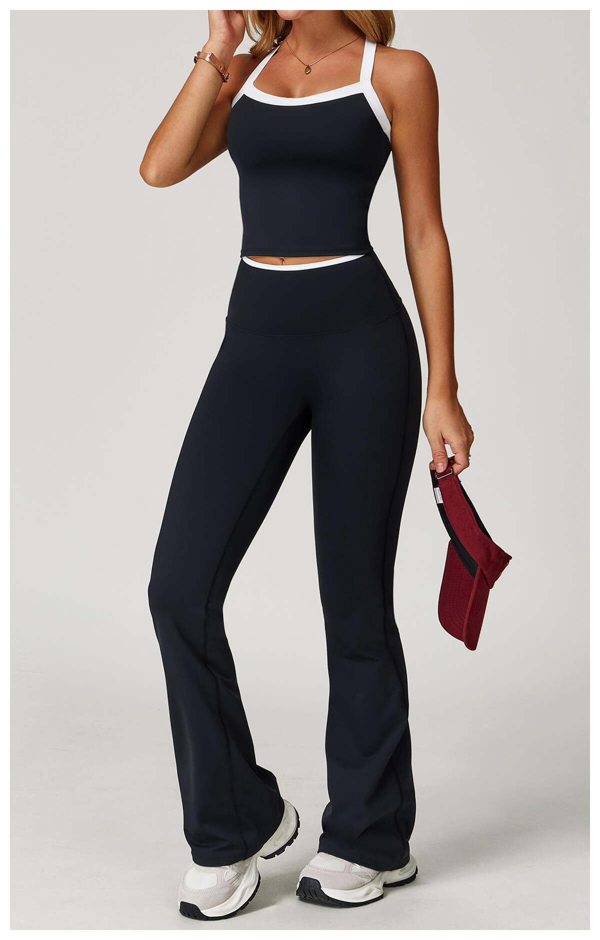 Color Block Flare Pants with White Trim | InnoExplore Custom