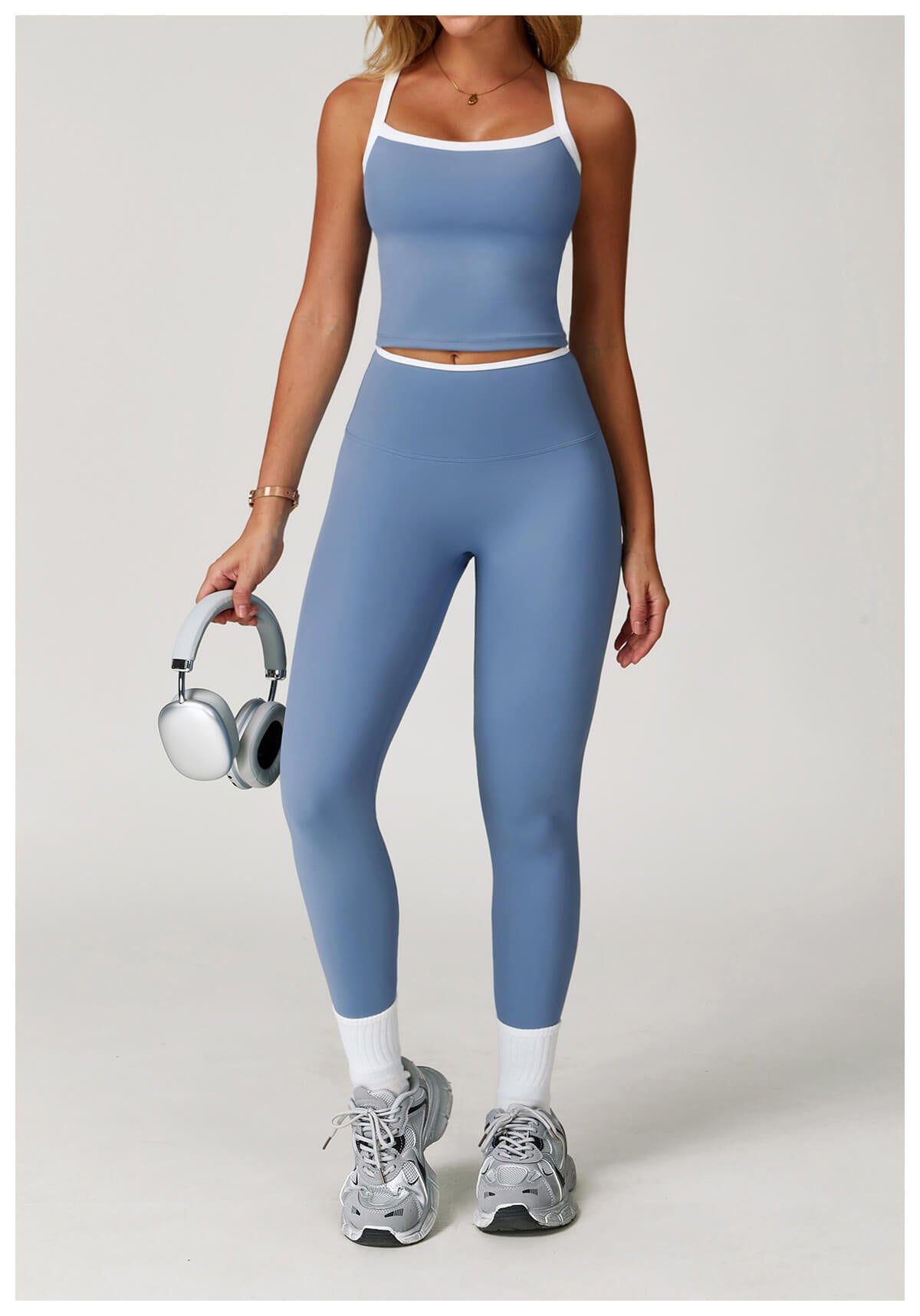 Custom Yoga Leggings with White Trim | 78/22 Nylon Spandex
