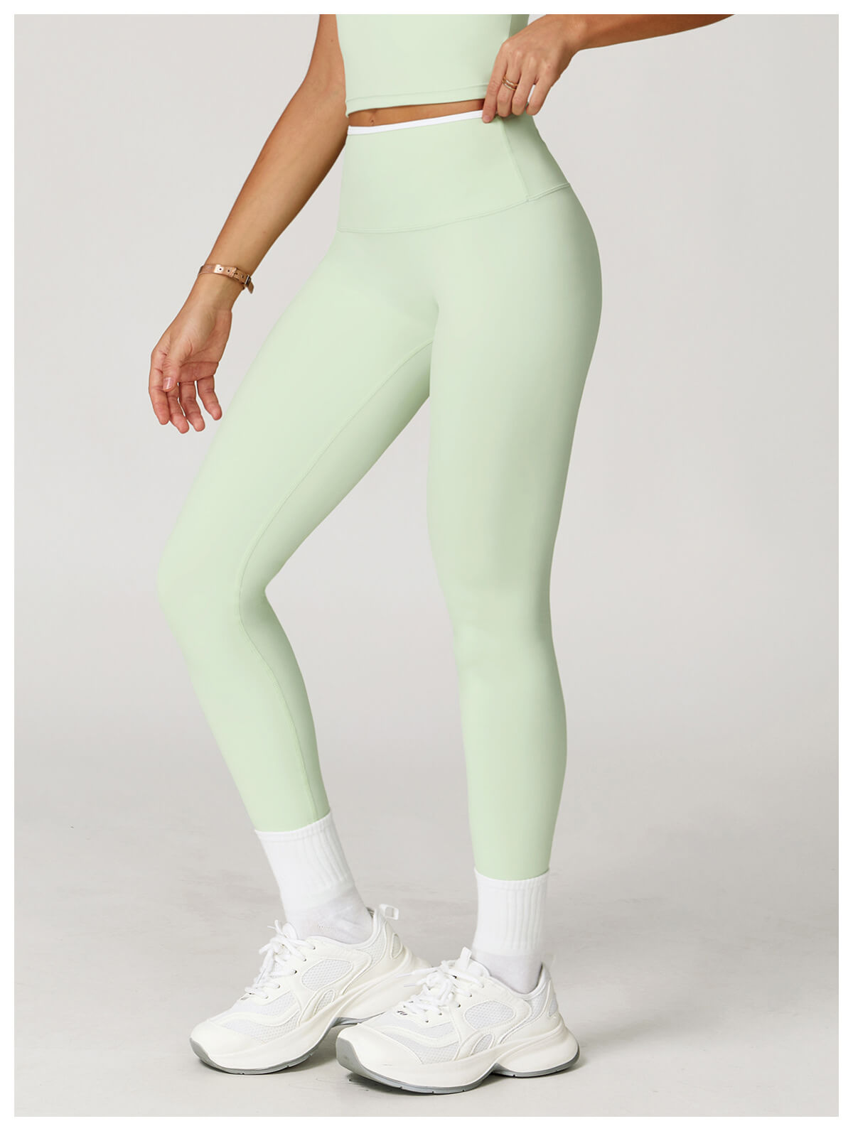 Custom Yoga Leggings with White Trim | 78/22 Nylon Spandex